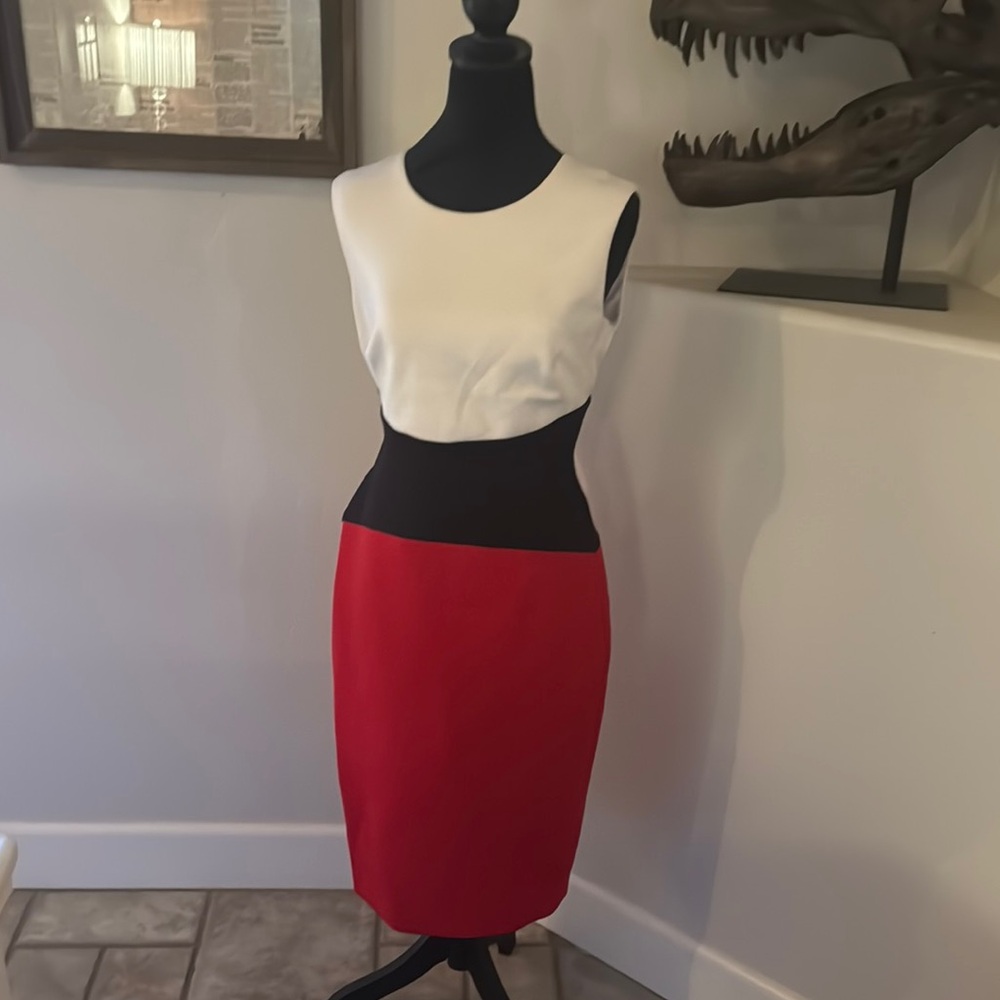 Elegant Red and Black Colorblock Skirt